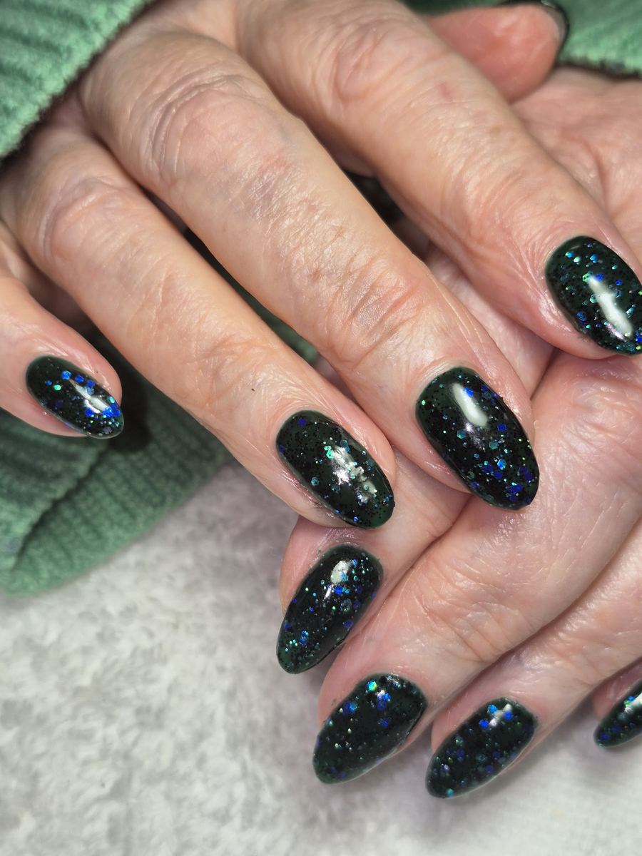 Glitter shellac nails at Pearl Beauty & Hair